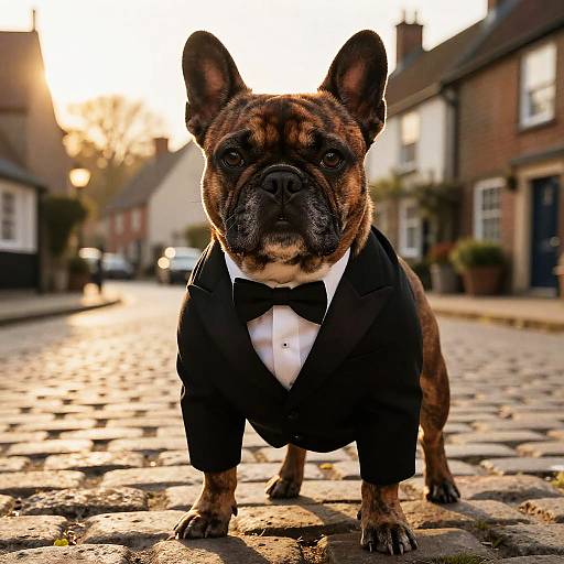 Dapper French Bulldog in Cobblestone Village
