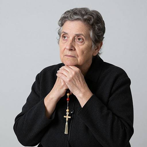 Contemplating Elderly Woman with Rosary