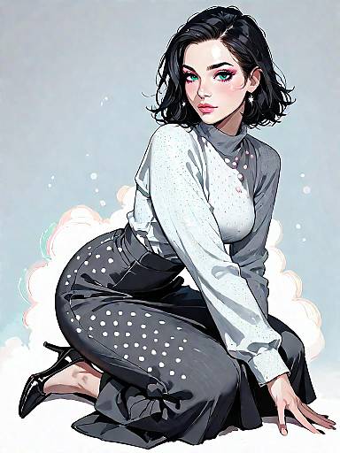 Chic Comic Girl in Glamorous Outfit