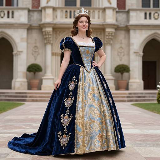 Elegant Princess in Royal Blue Dress