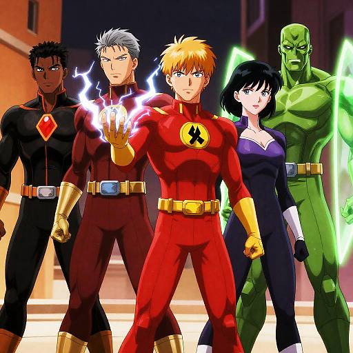 Vibrant Anime Superheroes in Action