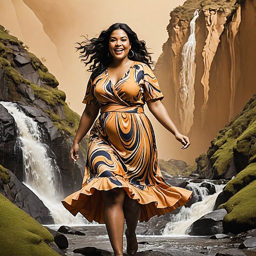 Joyful Hiker in Flowing Dress Joyful Hiker in Flowing Dress