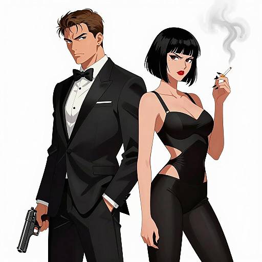 Stylish Spy Duo Illustration