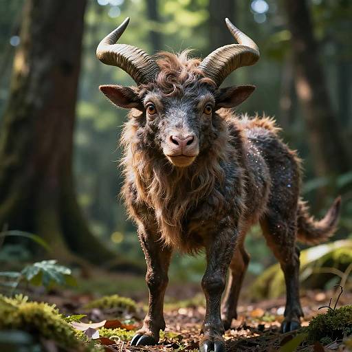 Mythical Dahu Creature Close-Up Portrait