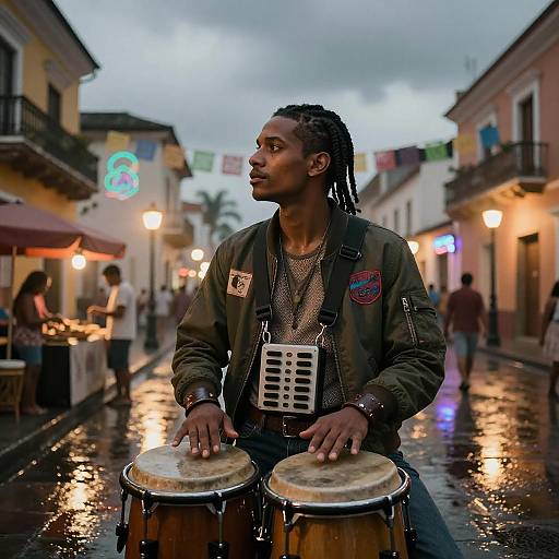 Neon Cartagena Conga-Synth Night Portrait