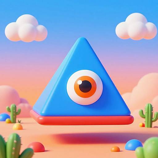 Whimsical Neon Pyramid with Eye