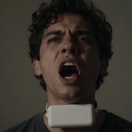 Dramatic Close-Up of a Screaming Man