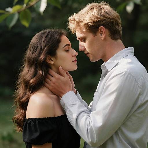 Intimate Moment in a Lush Greenery