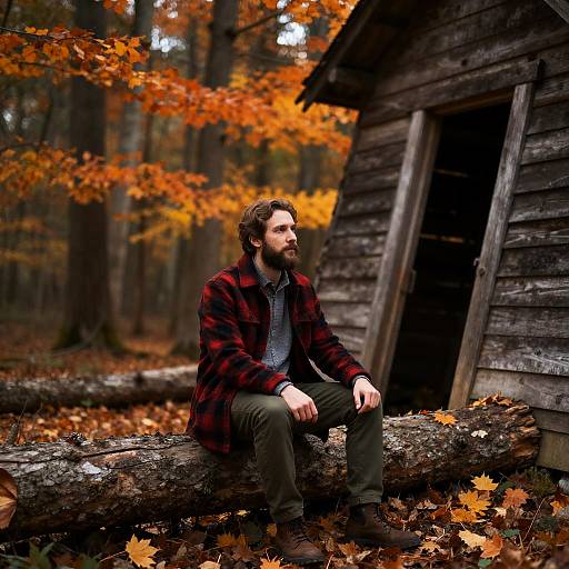 Autumn Forest Scene with Rustic Vibes