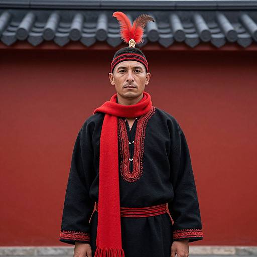 Mystical Man in Red and Black Attire