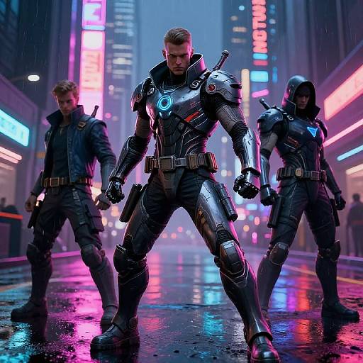 Menacing Cyberpunk Characters at Night