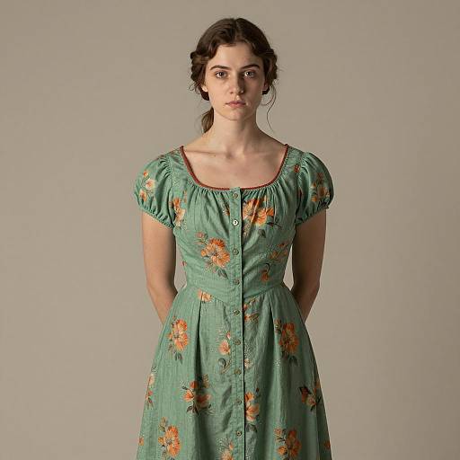 Elegant Vintage Dress Portrait of Young Woman
