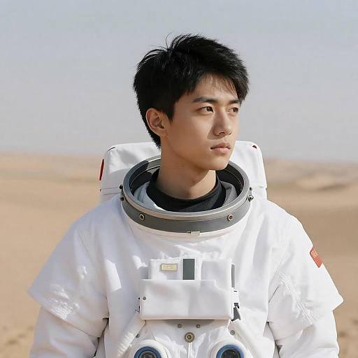 Astronaut in Desert Landscape Portrait