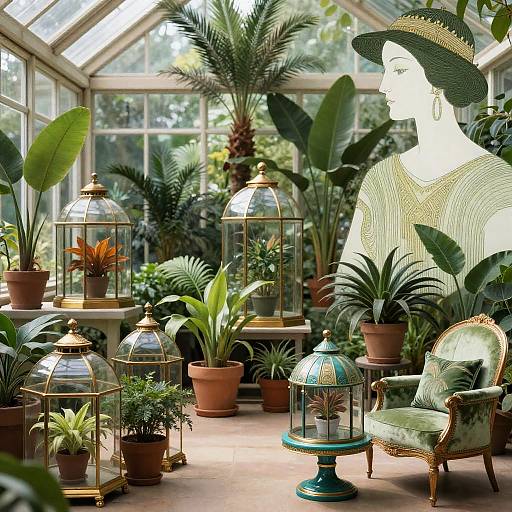 Ethereal Sunlit Conservatory in Art Deco