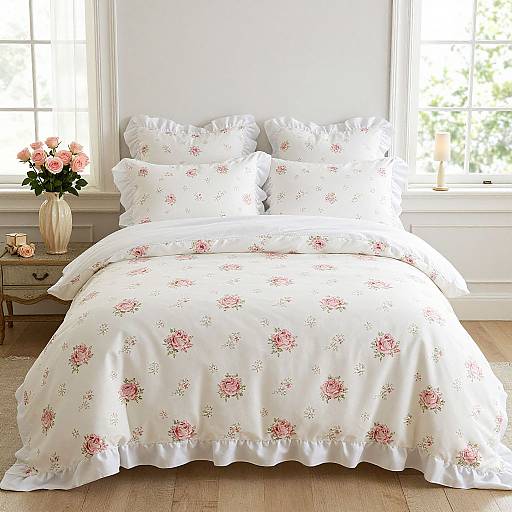 Elegant Rose-Patterned Shabby Chic Bedding