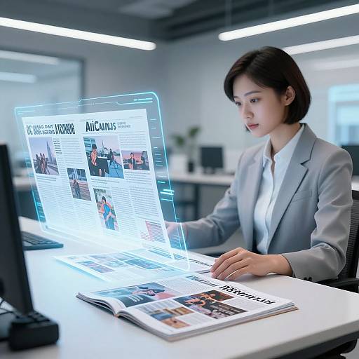 Futuristic AI Magazine Workspace