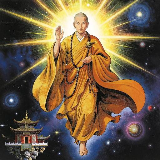 Celestial Monk in Cosmic Temple