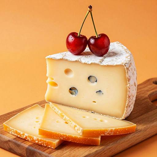 Vibrant Cheese Platter with Cherries