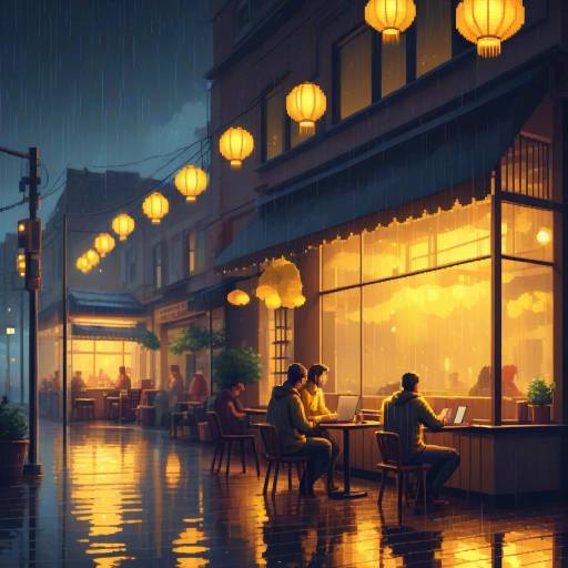 Cozy Café Scene in Pixel Art Style