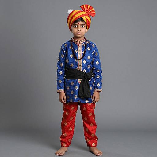 Young Boy in Traditional Indian Winter Attire