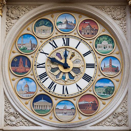 Ornate Clock with Architectural Insets