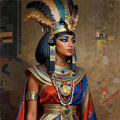 Regal Egyptian Woman with Afro-Japanese Fusion