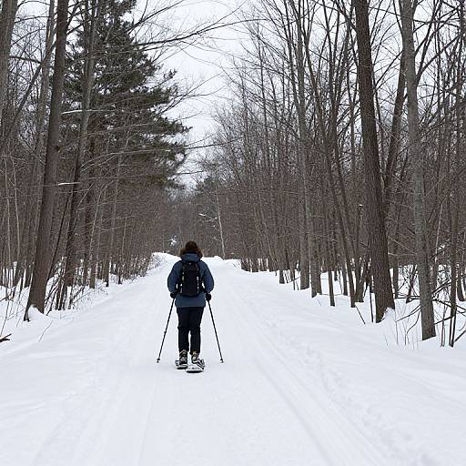 Snowshoer on Serene Winter Trail