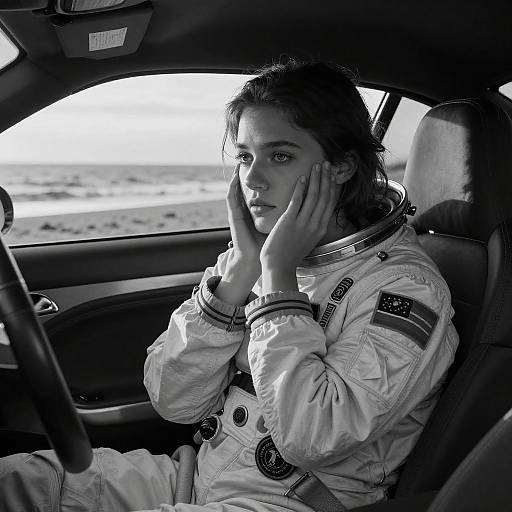 Melancholic Beach Sunset in Sports Car