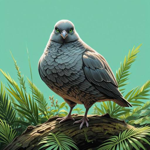 Realistic Pigeon with Green Eyes in Nature