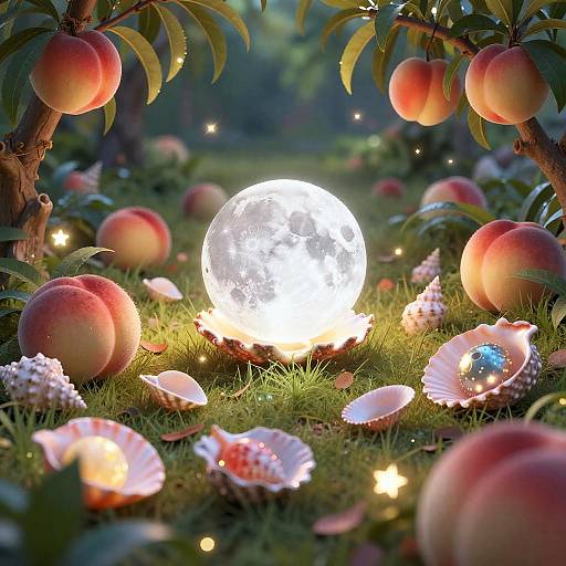 Mythical Garden with Enchanted Seashells