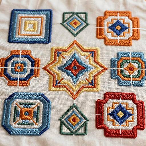 AI Embroidery on Geometric Tapestry