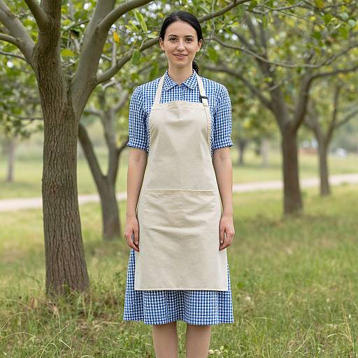 Woman in Apron Among Trees