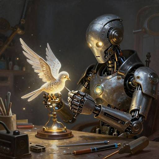 Warforged Artificer Crafting Mechanical Bird
