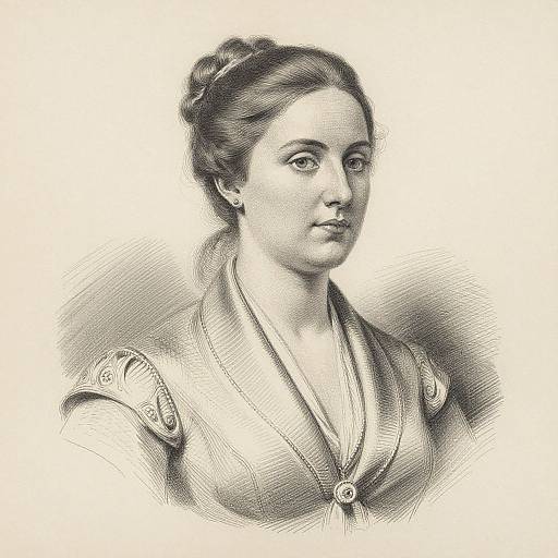 Vintage Pencil Sketch of Harriet Martineau