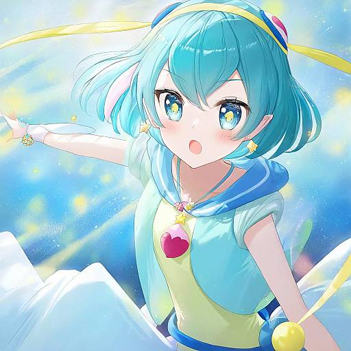 Illustration of Hagoromo lala, precure in the style of Fuumi (radial engine)