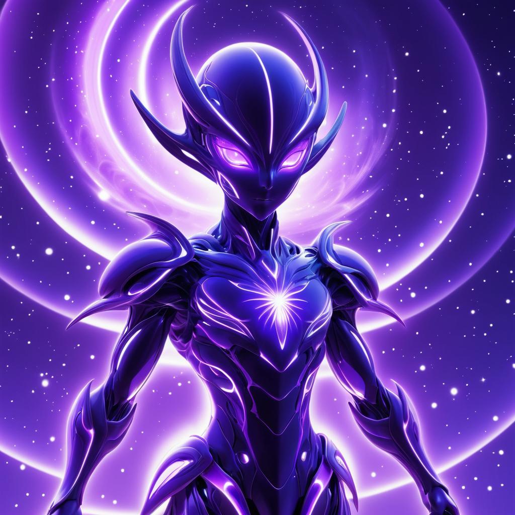 Ethereal Purple Alien in Anime Style