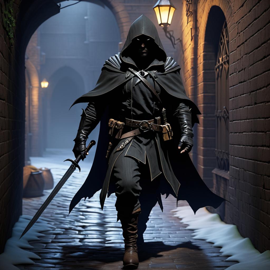 Cunning Rogue in Shadowy Alley Scene