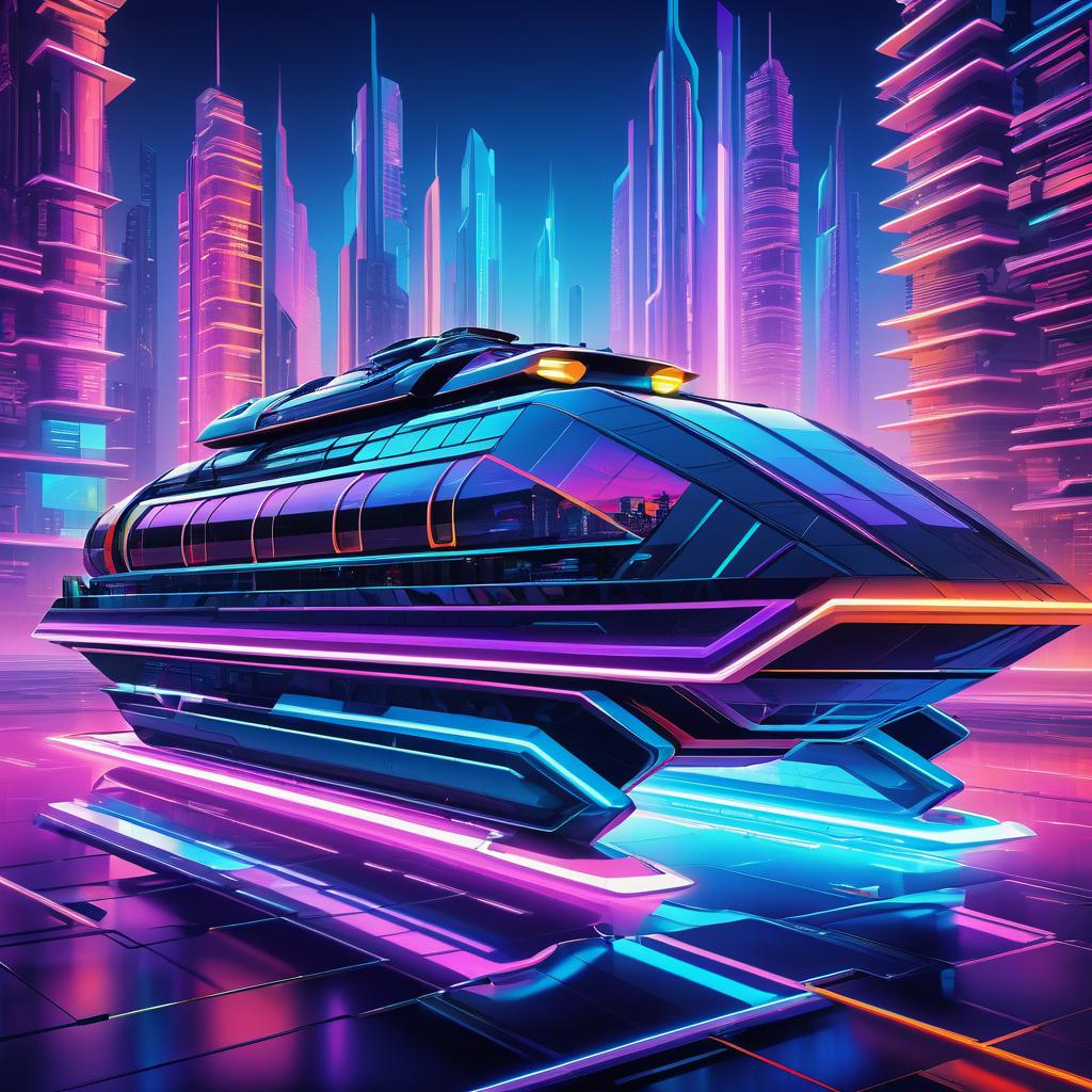 Futuristic Cyberpunk Hovercraft Illustration