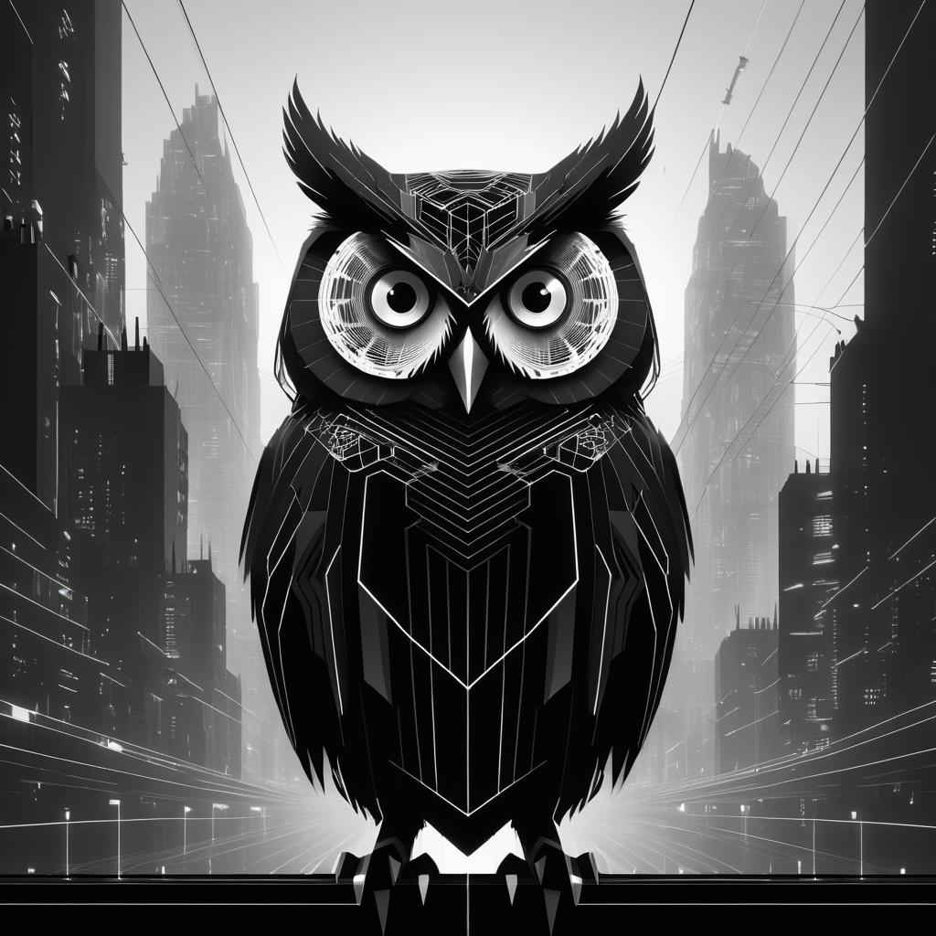 Spectral Owl in Dystopian Black and White