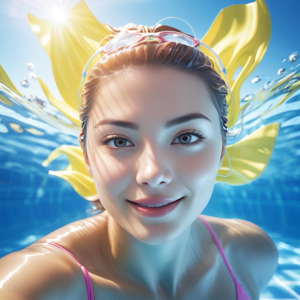 Ultra-Realistic Female Swimmer Underwater