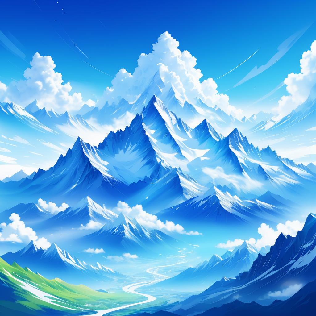 Majestic Mountain Range Digital Illustration