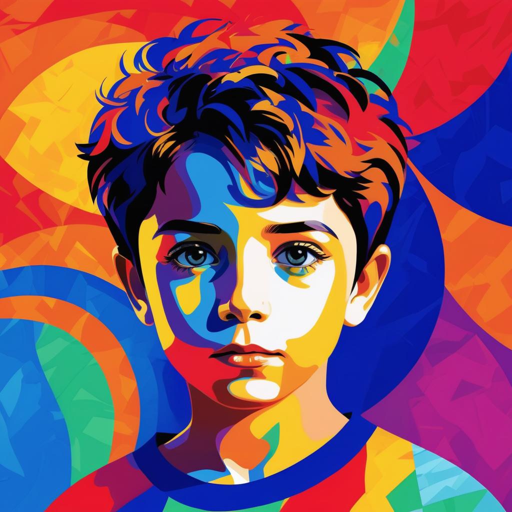 Vibrant Matisse-Style Portrait of a Boy