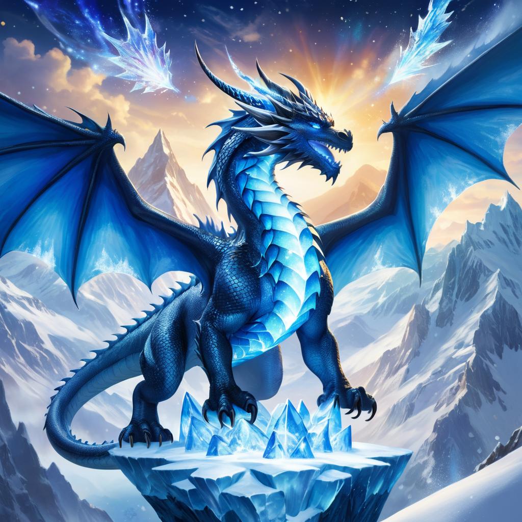 Majestic Dragon Over Icy Mountains