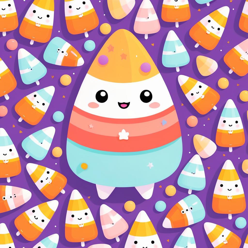 Kawaii Candy Corn Character Illustration