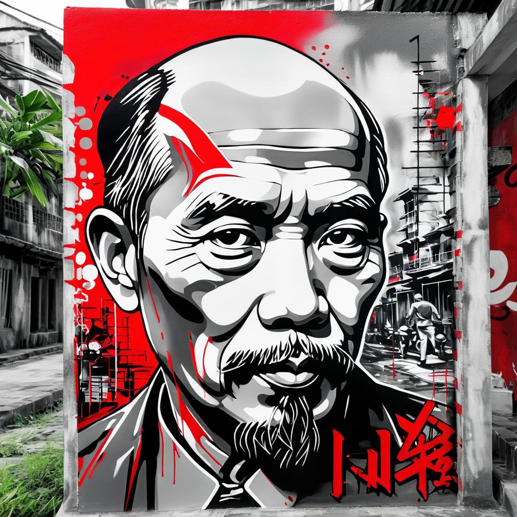 Monochrome Graffiti Art of Ho Chi Minh