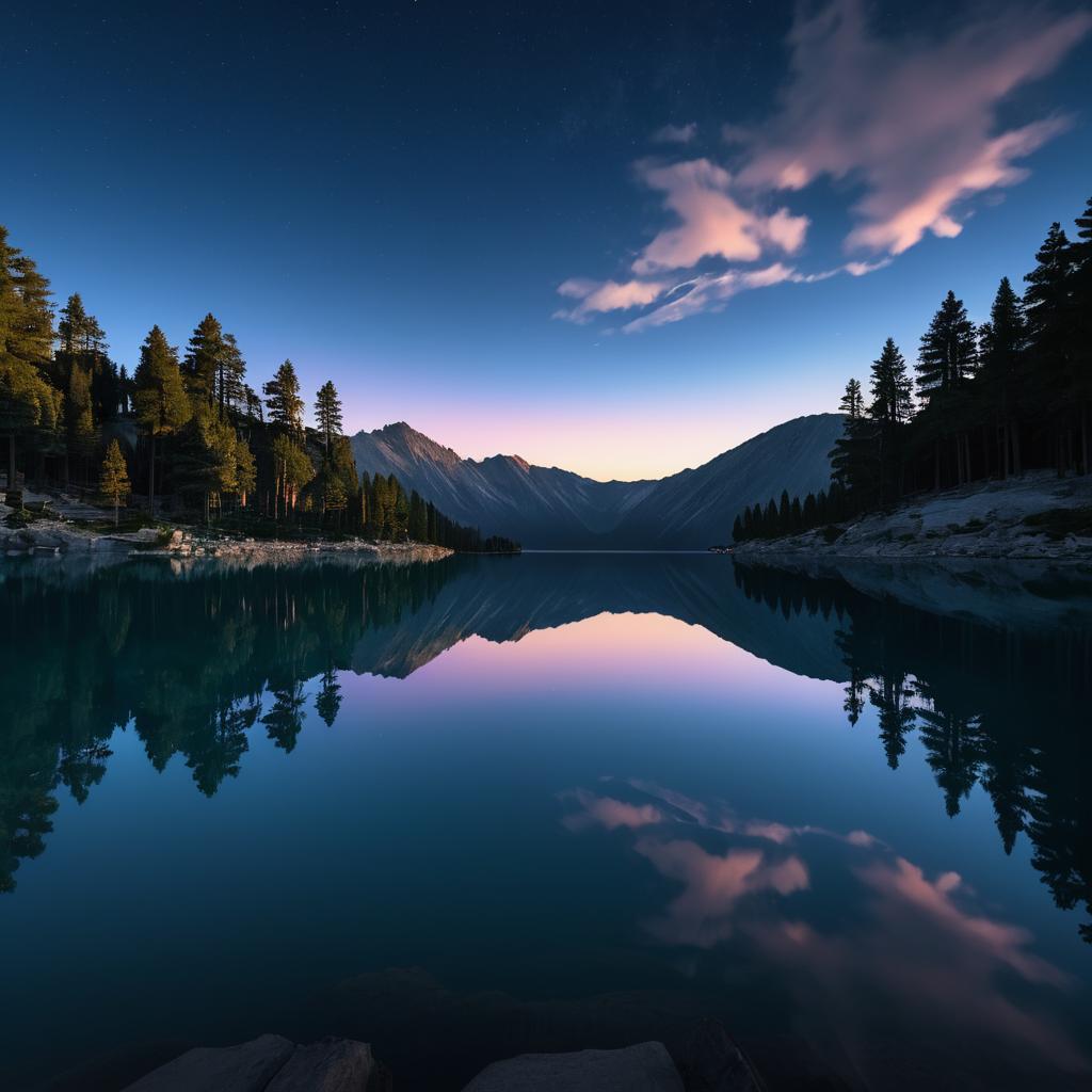 Twilight Reflections at a Mountain Lake