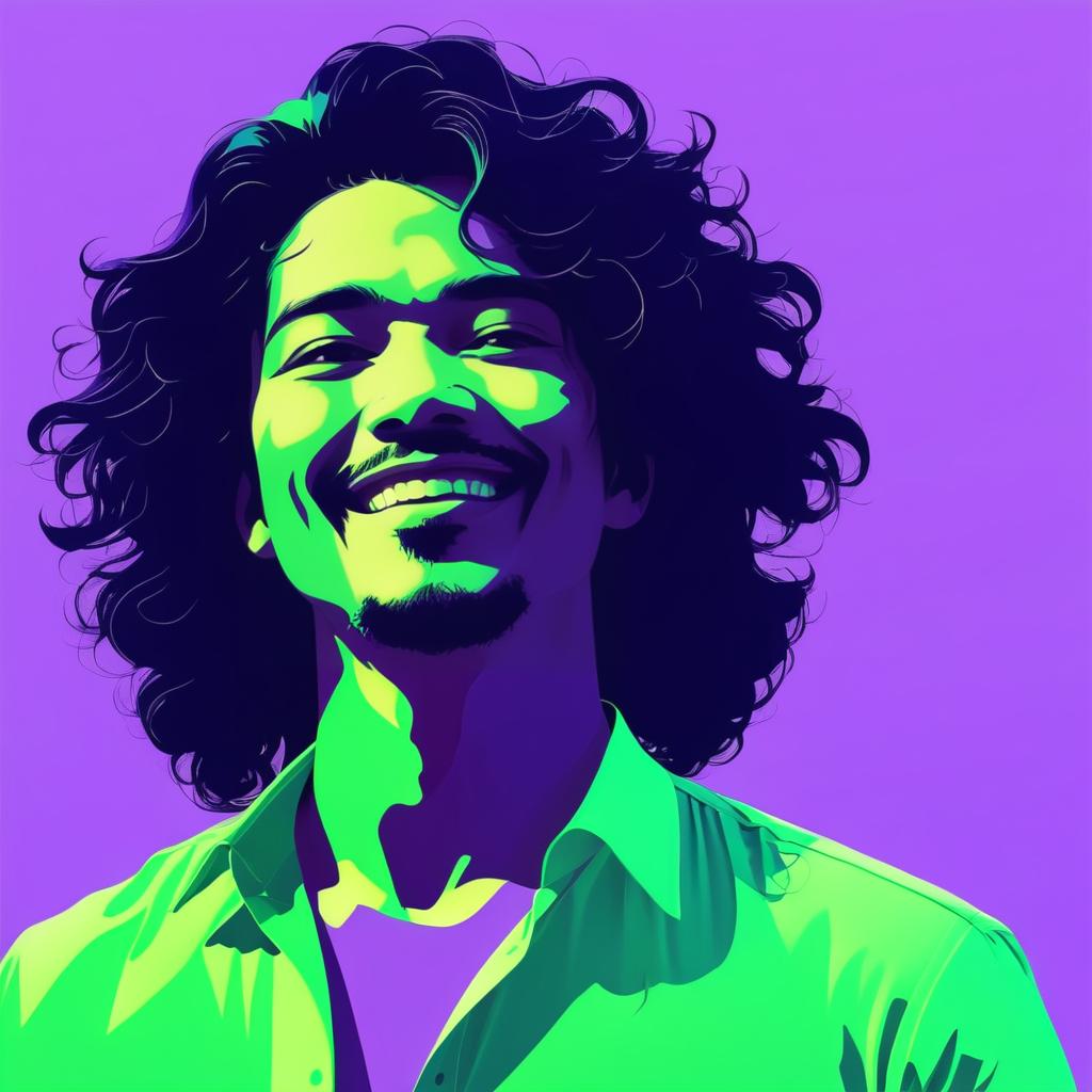 Vibrant Self Portrait of Joyful Man