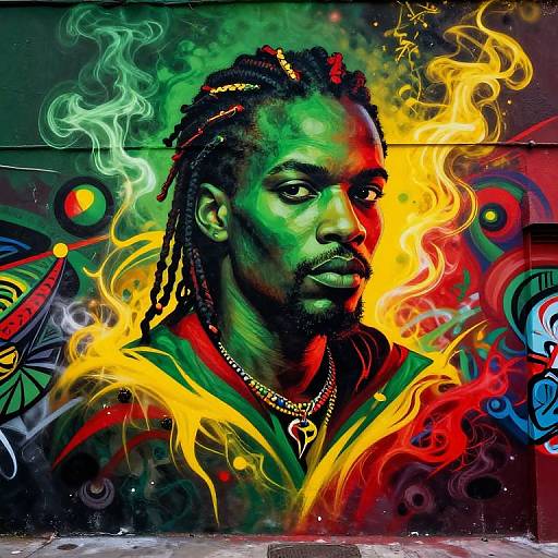 Vibrant Rhasta Reggae Street Art