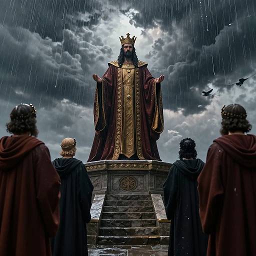 Regal AI King Addressing Stormy Assembly