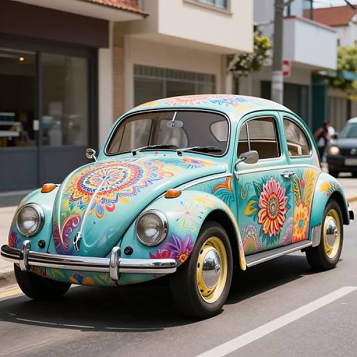 Vibrant Floral Mandala Volkswagen Beetle
